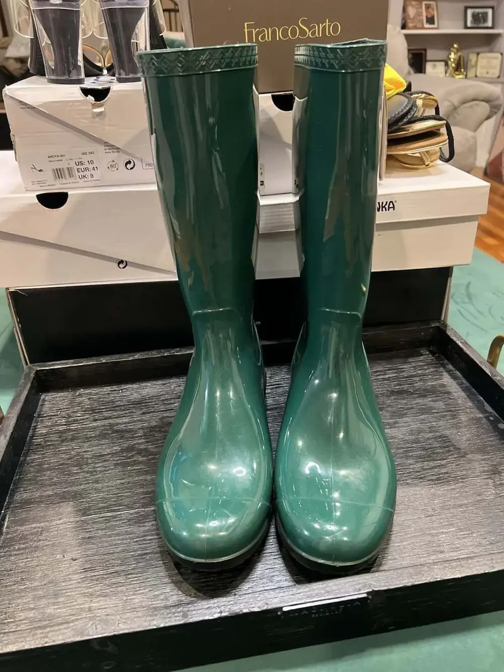 UGG Shaye Tall Waterproof Rain Boots in Hunter Green